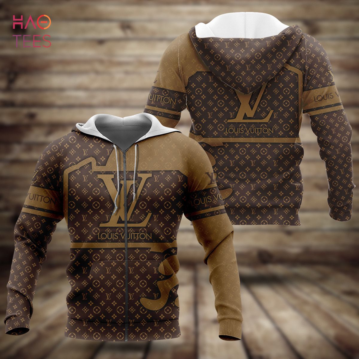 NEW Louis Vuitton Brown Mix Full Printing Luxur 3D Hoodie Limited