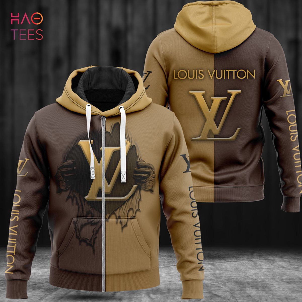 BEST Louis Vuitton Dark Black Brown Luxury Hoodie Limited Edition