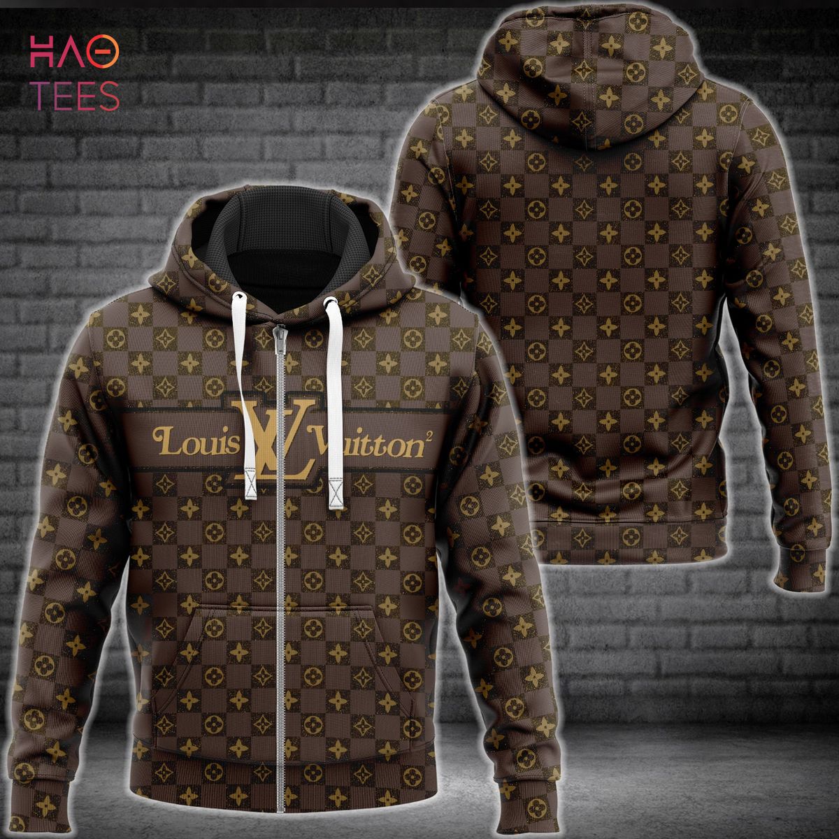 NEW Louis Vuitton Luxury Brand Full Brown 3D Hoodie Limited Edition Luxury Store