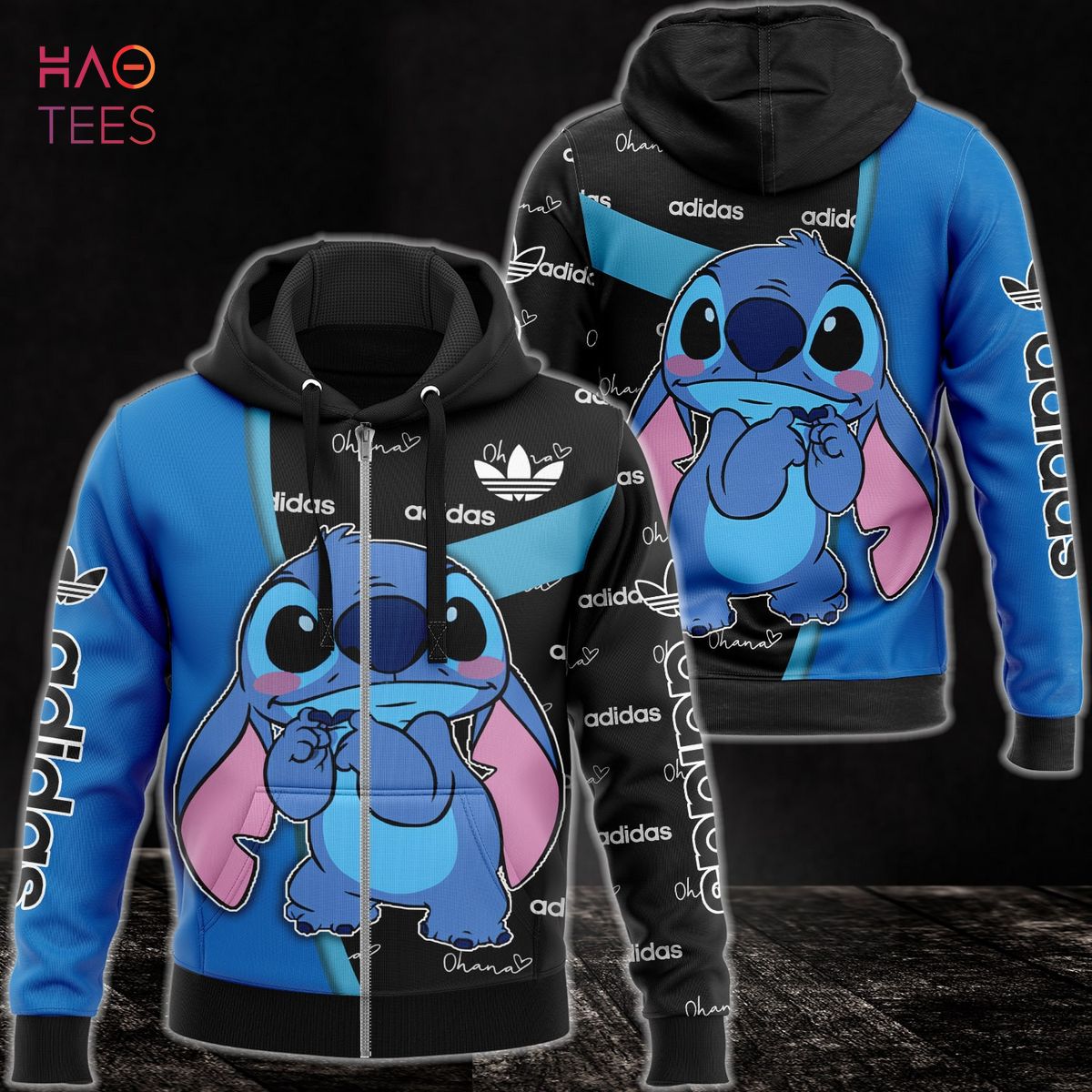 THE BEST Adidas Blue Mix Black Luxury 3D Hoodie POD Design Luxury Store