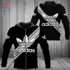 THE BEST Adidas Full Black Mix Grey Logo Luxury Hoodie Limited Edition