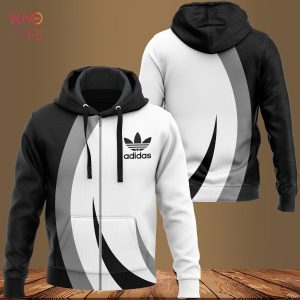THE BEST Adidas Luxury Brand Black White Grey Hoodie Limited Edition