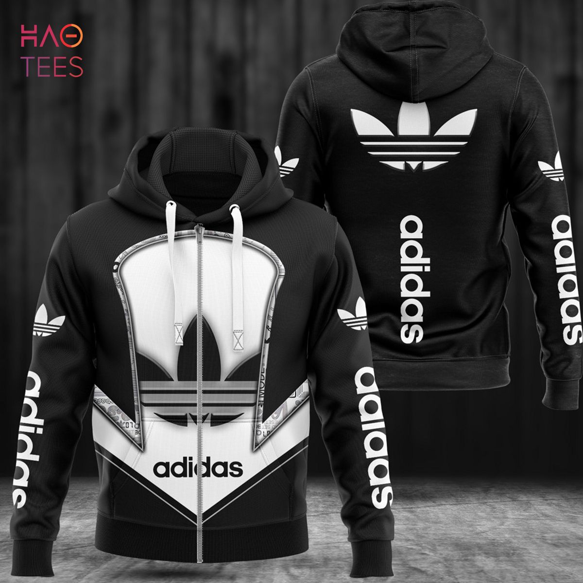 THE BEST Adidas Luxury Hoodie Black White Limited Edition Luxury Store