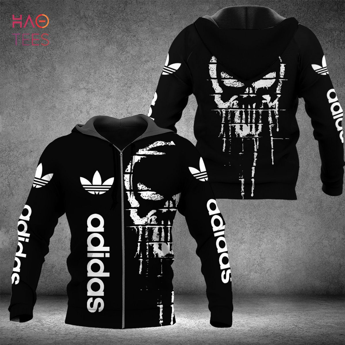 THE BEST Adidas Skullcap Full Black Luxury 3D Hoodie Limited Edition Luxury Store