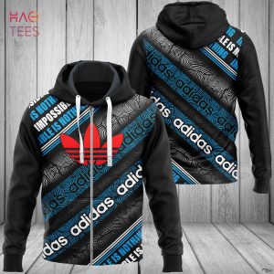 THE BEST Adidas Stripe Blue Mix Black Luxury Hoodie Limited Edition
