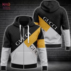 THE BEST Gucci Grey Black Gold Luxury Hoodie Limited Edition