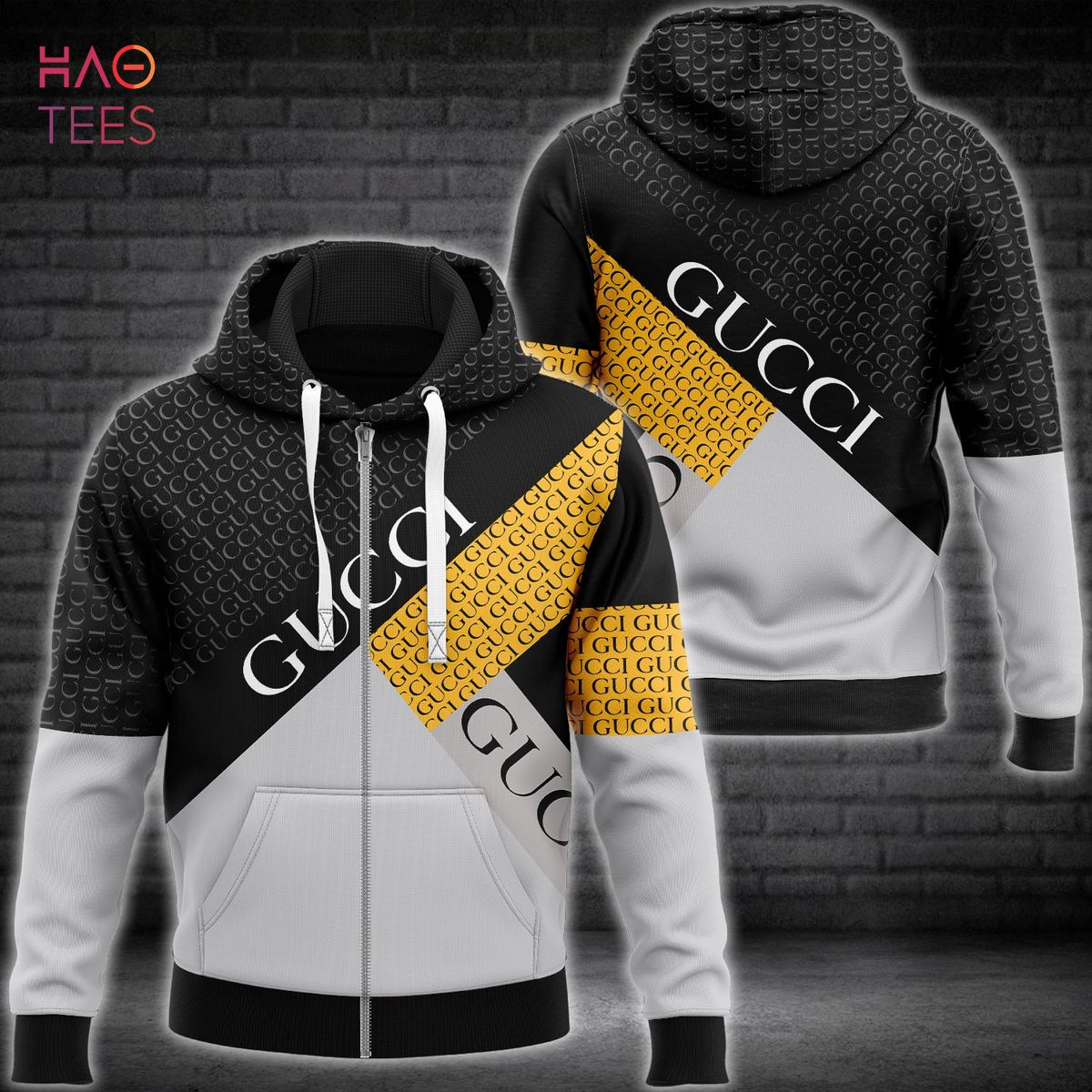 THE BEST Gucci Grey Black Gold Luxury Hoodie Limited Edition Luxury Store