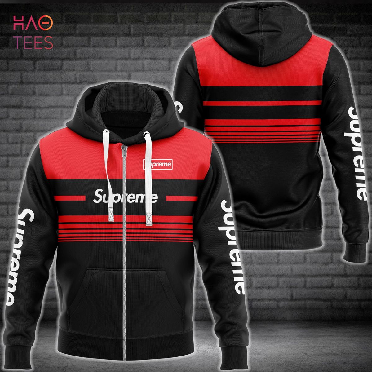 THE BEST Supreme Stripe Red Pattern Luxury Hoodie Limited Edition THE BEST Supreme Stripe Red Pattern Luxury Hoodie Limited Edition