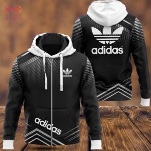 TRENDDING Adidas Full Black Mix White Logo Luxury 3D Hoodie Limited Edition