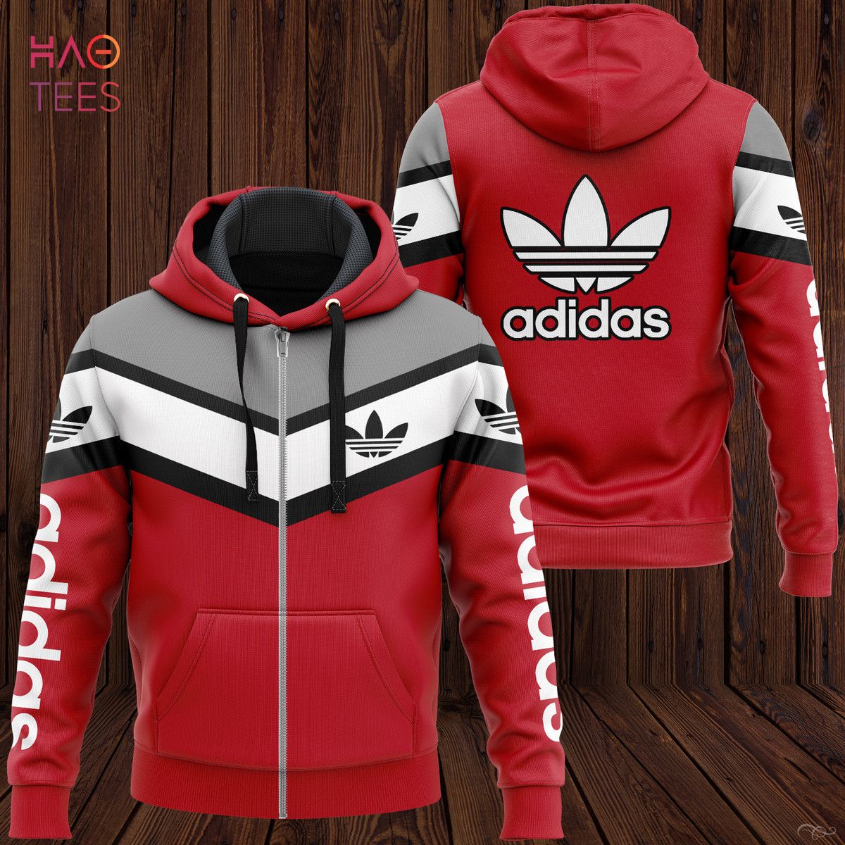 TRENDDING Adidas Red Grey White Luxury Hoodie Limited Edition Luxury Store