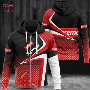 TRENDDING Supreme Ombre Black Red Luxury 3D Hoodie Limited Edition