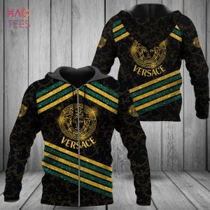 TRENDDING Versace Stripe Green Mix Gold Luxury 3D Hoodie Limited Edition