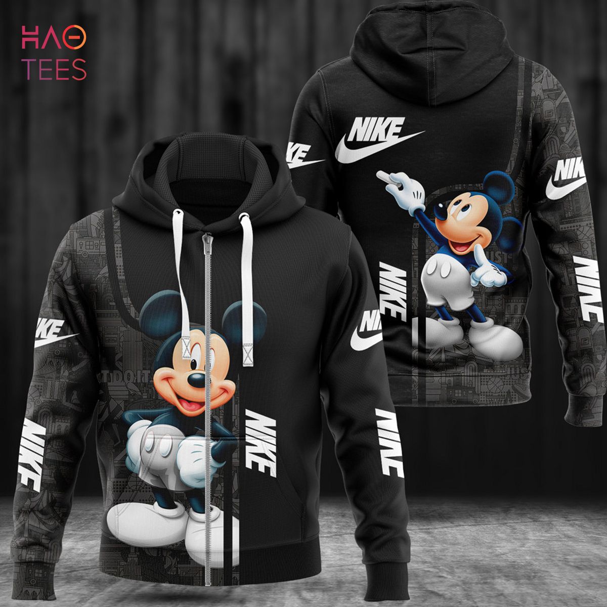 Nike Black Mickey Mouse Luxury 3D Hoodie POD Design