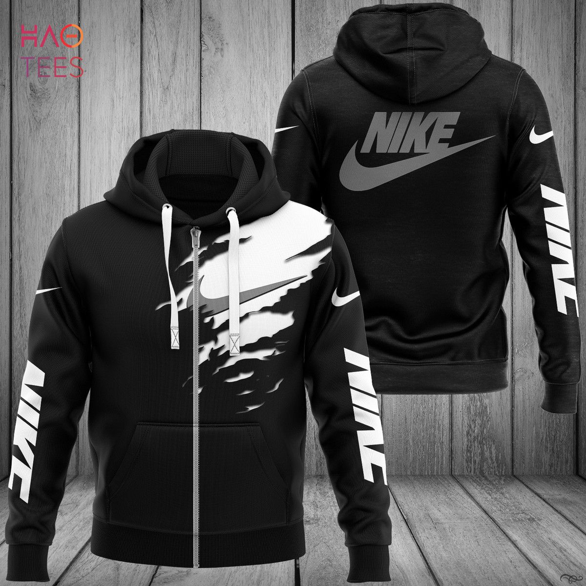 BEST Nike Luxury Brand Black Mix Grey Logo Hoodie Limited Edition Luxury Store