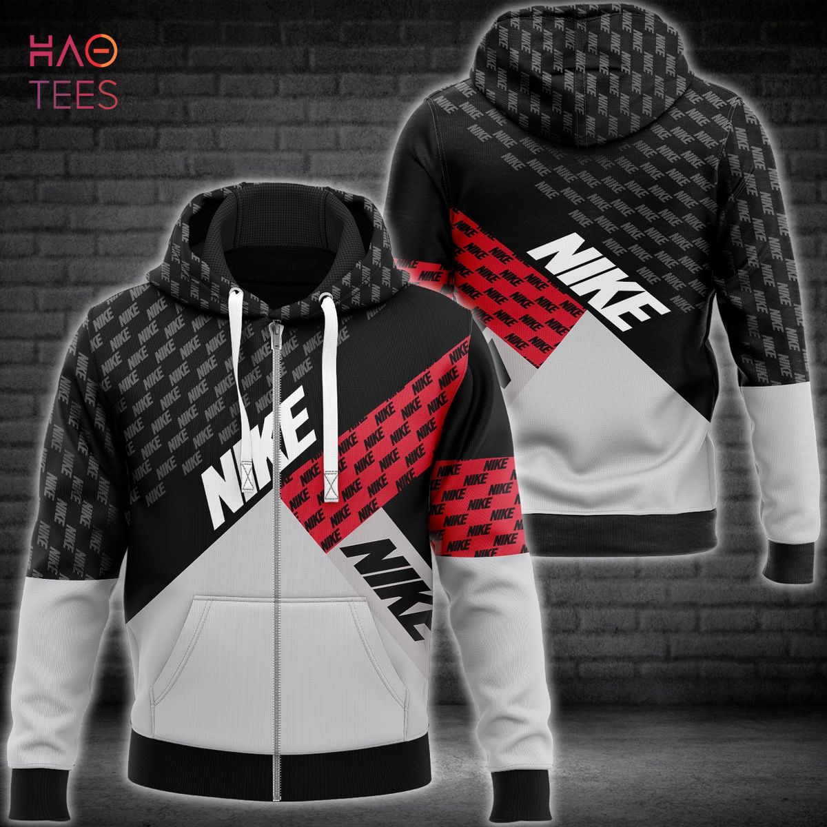 NEW Nike Luxury 3D Stripe Red Black Hoodie Limited Edition Luxury Store