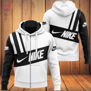 THE BEST Nike Black White Stripe Pattern Luxury Hoodie Limited Edition