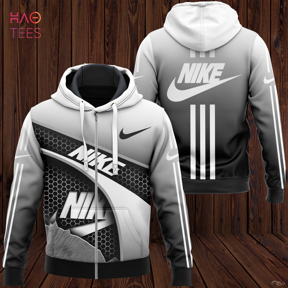 THE BEST Nike Grey Ombre Luxury 3D Hoodie POD Design Luxury Store