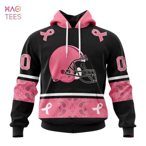BEST NFL Cleveland Browns, Specialized Design In Classic Style With Paisley! IN OCTOBER WE WEAR PINK BREAST CANCER 3D Hoodie