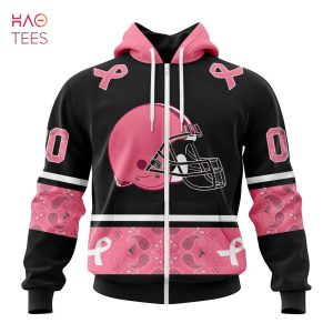 BEST NFL Cleveland Browns, Specialized Design In Classic Style With Paisley! IN OCTOBER WE WEAR PINK BREAST CANCER 3D Hoodie