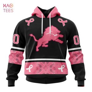 BEST NFL Detroit Lions, Specialized Design In Classic Style With Paisley! IN OCTOBER WE WEAR PINK BREAST CANCER 3D Hoodie