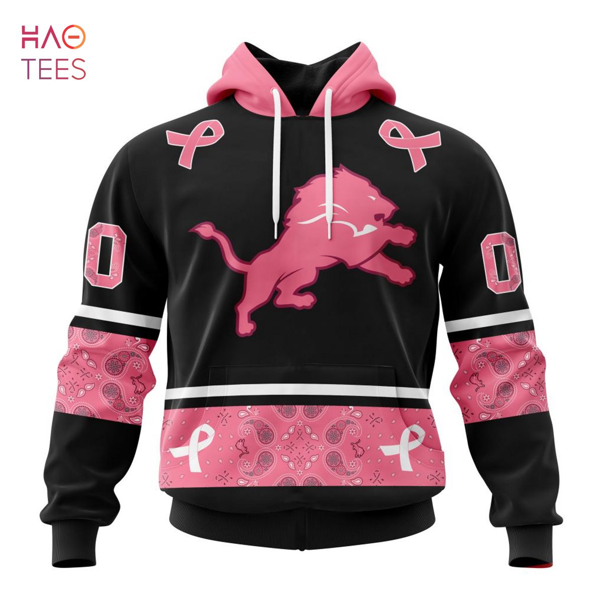 BEST NFL Detroit Lions, Specialized Design In Classic Style With Paisley! IN OCTOBER WE WEAR PINK BREAST CANCER 3D Hoodie
