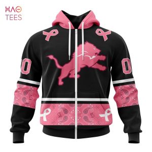 BEST NFL Detroit Lions, Specialized Design In Classic Style With Paisley! IN OCTOBER WE WEAR PINK BREAST CANCER 3D Hoodie