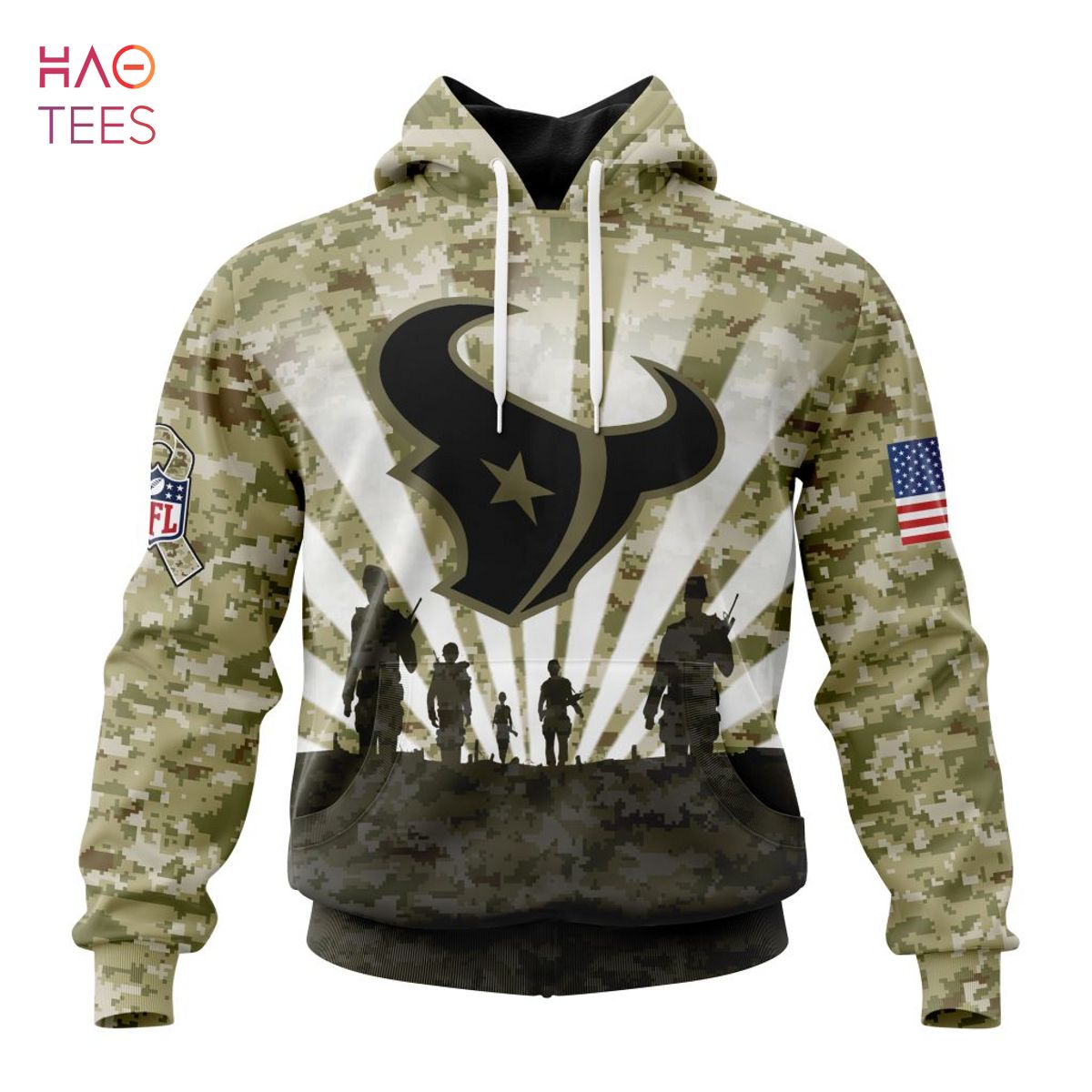 BEST NFL Houston Texans Salute To Service – Honor Veterans And Their Families 3D Hoodie