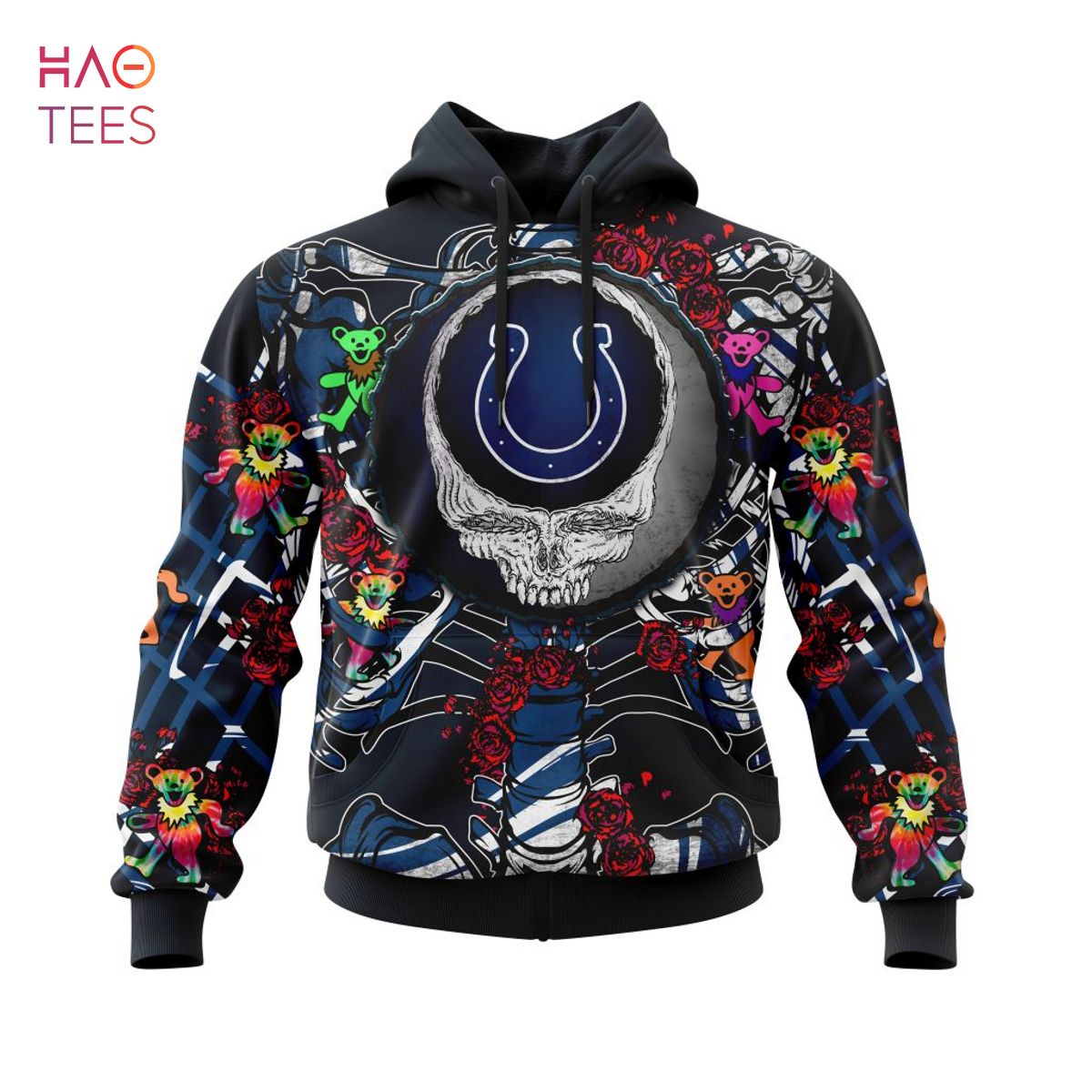 BEST NFL Indianapolis Colts Mix Grateful Dead, Personalized Name & Number Specialized Concepts Kits 3D Hoodie