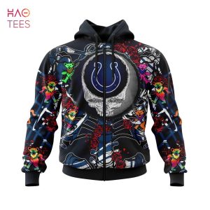 BEST NFL Indianapolis Colts Mix Grateful Dead, Personalized Name & Number Specialized Concepts Kits 3D Hoodie