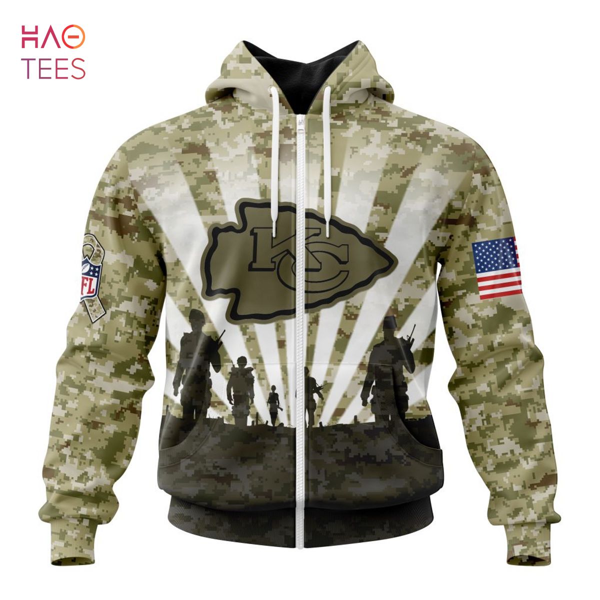 BEST NFL Kansas City Chiefs Salute To Service - Honor Veterans And Their Families 3D Hoodie