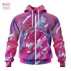 NFL Los Angeles Chargers 3D Hoodie Pink Can In October We Wear