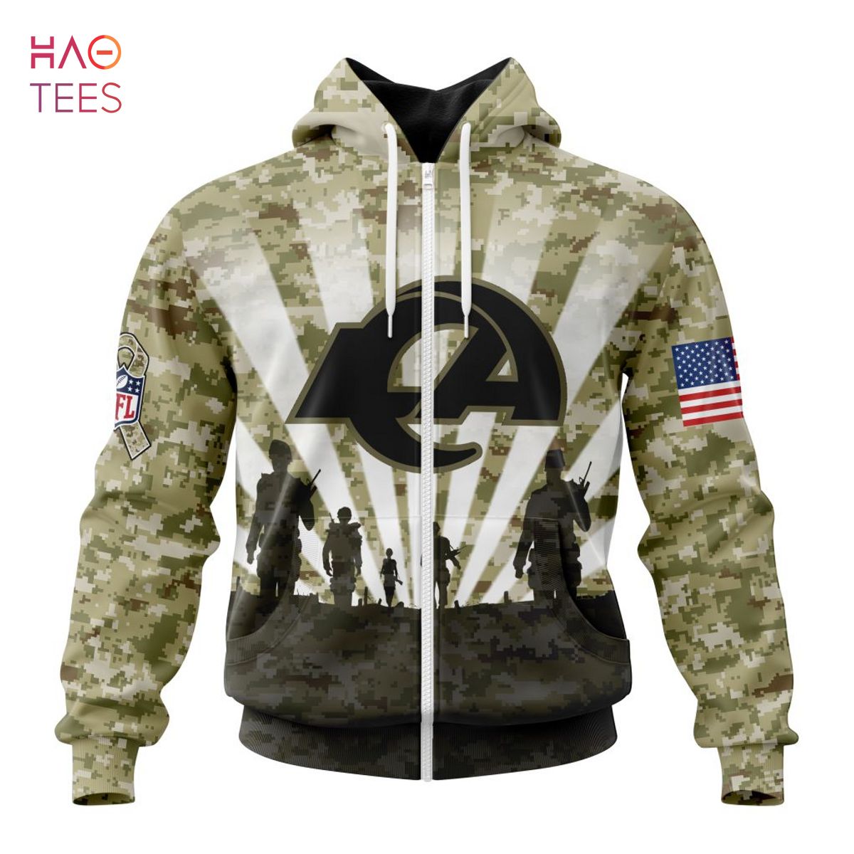 BEST NFL Los Angeles Rams Salute To Service - Honor Veterans And Their Families 3D Hoodie