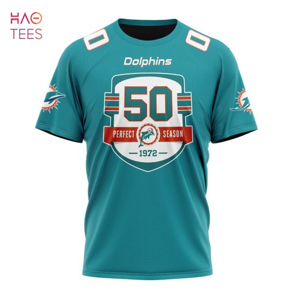 BEST NFL Miami Dolphins 50th Anniversary Of The 1972 Perfect Season Aqua Kits 3D Hoodie