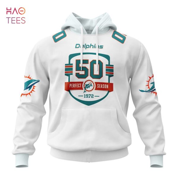BEST NFL Miami Dolphins 50th Anniversary Of The 1972 Perfect Season White Kits 3D Hoodie