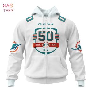 BEST NFL Miami Dolphins 50th Anniversary Of The 1972 Perfect Season White Kits 3D Hoodie