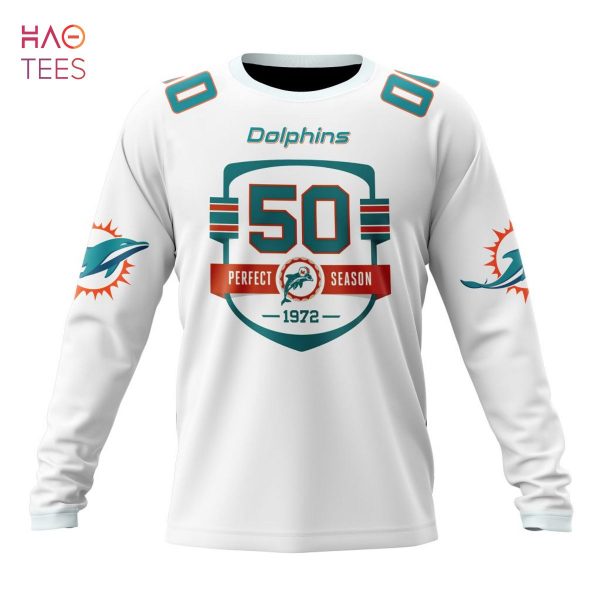 BEST NFL Miami Dolphins 50th Anniversary Of The 1972 Perfect Season White Kits 3D Hoodie