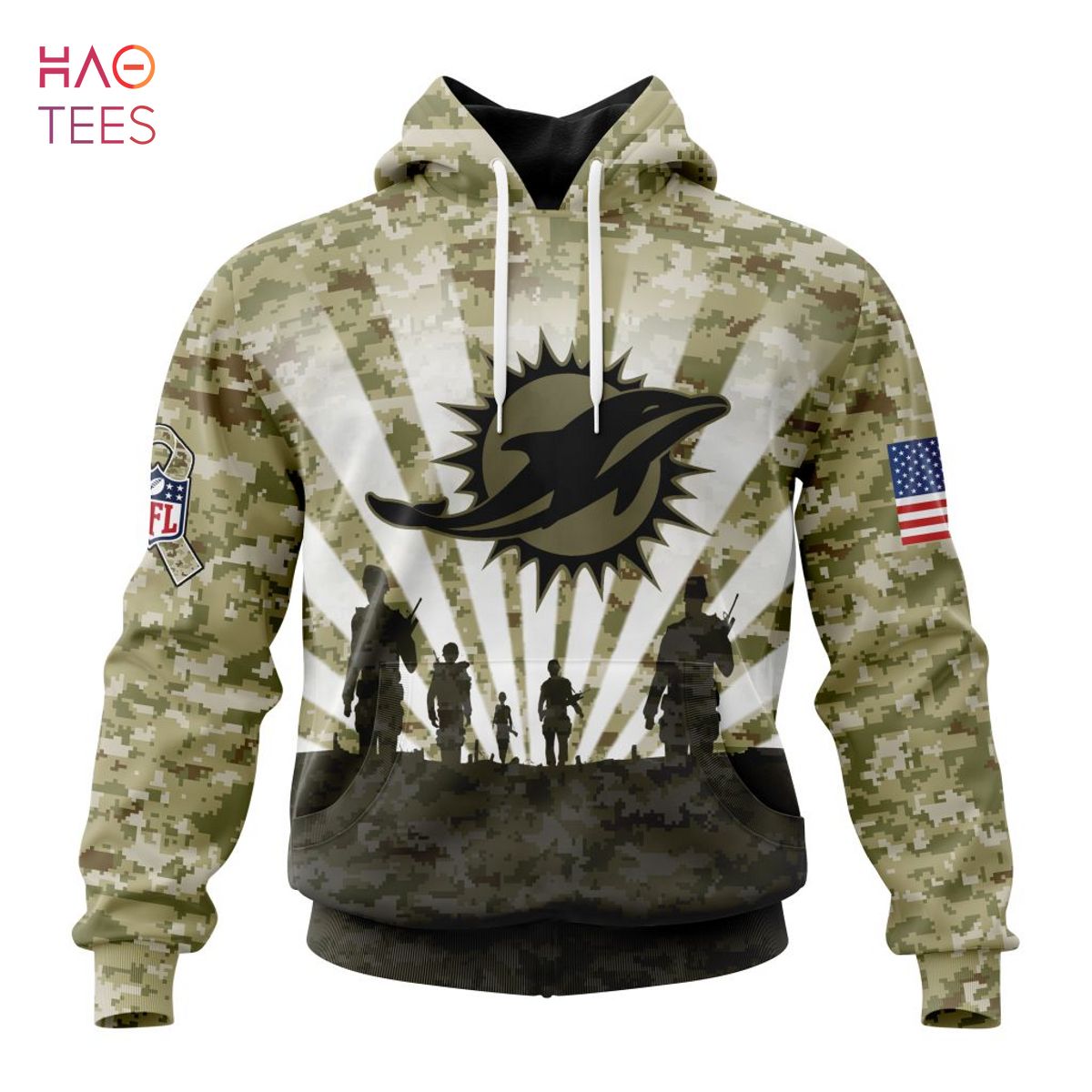 BEST NFL Miami Dolphins Salute To Service - Honor Veterans And Their Families 3D Hoodie