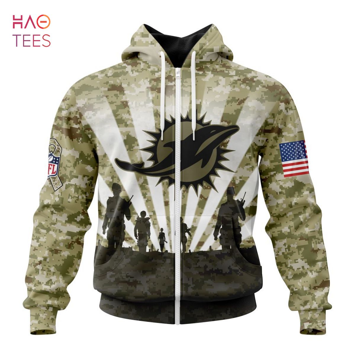 BEST NFL Miami Dolphins Salute To Service - Honor Veterans And Their Families 3D Hoodie