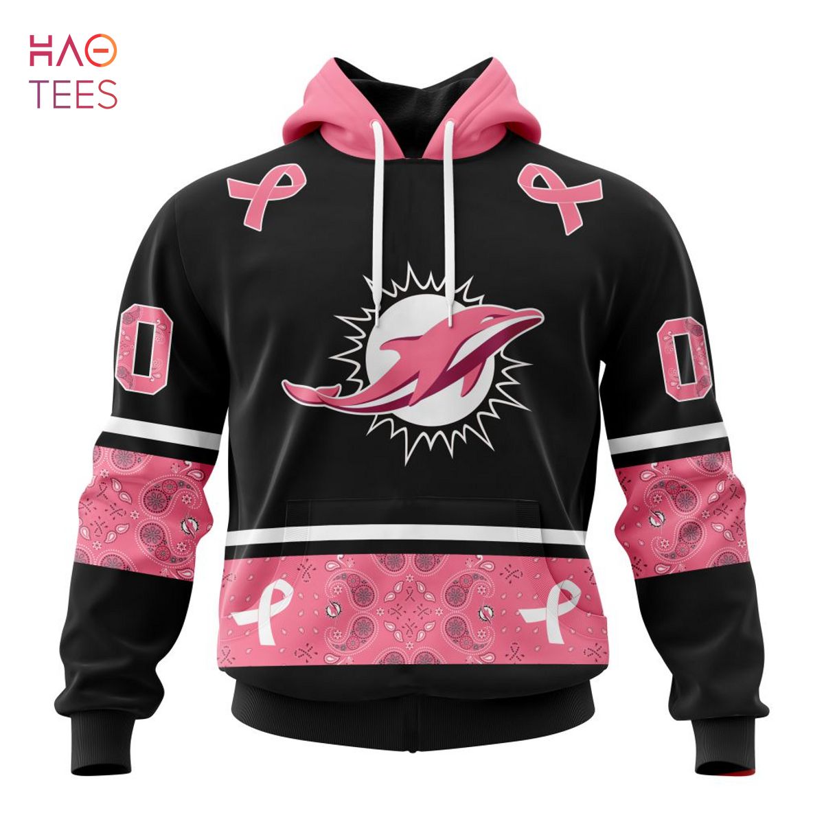 BEST NFL Miami Dolphins, Specialized Design In Classic Style With Paisley! IN OCTOBER WE WEAR PINK BREAST CANCER 3D Hoodie