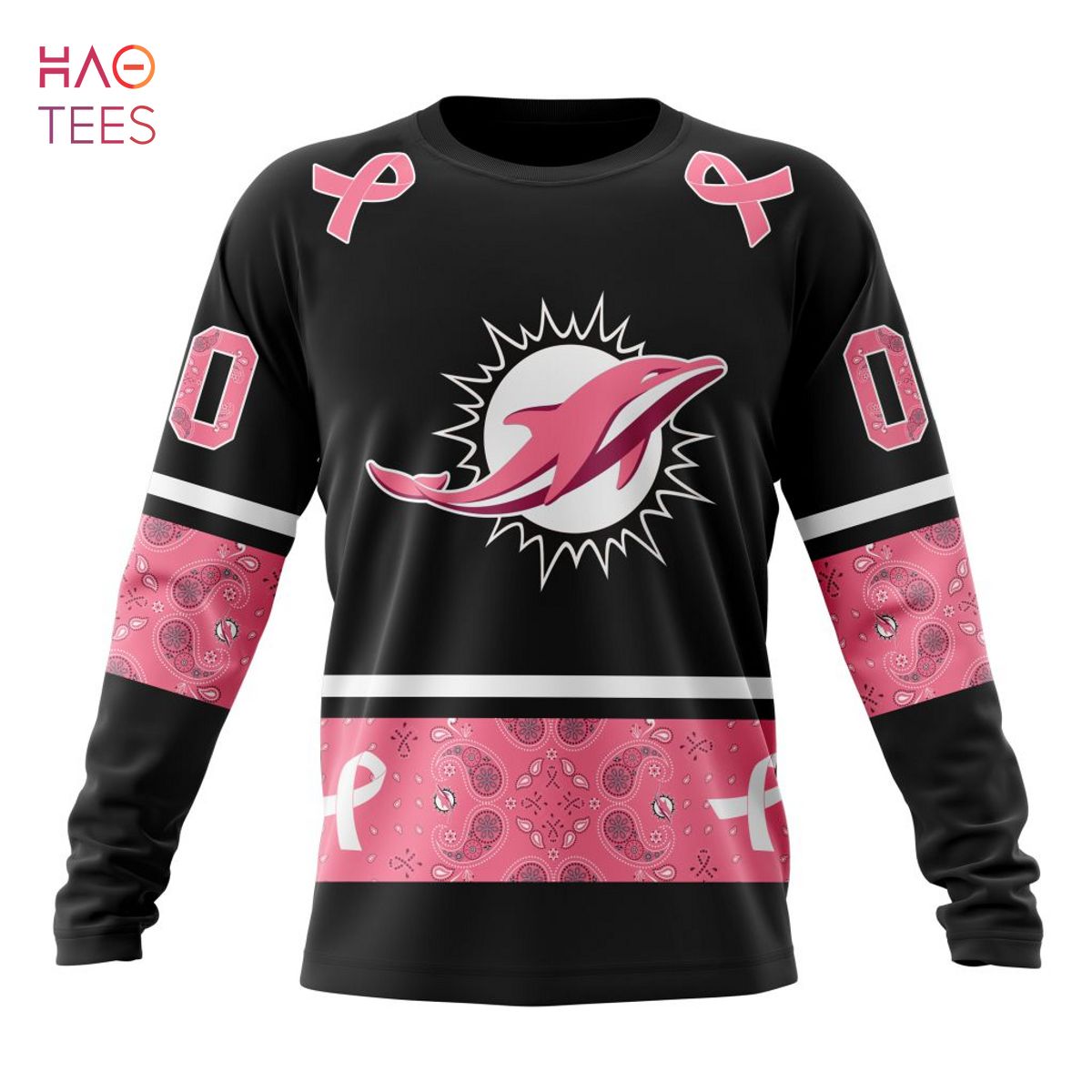 BEST NFL Miami Dolphins, Specialized Design In Classic Style With Paisley! IN OCTOBER WE WEAR PINK BREAST CANCER 3D Hoodie