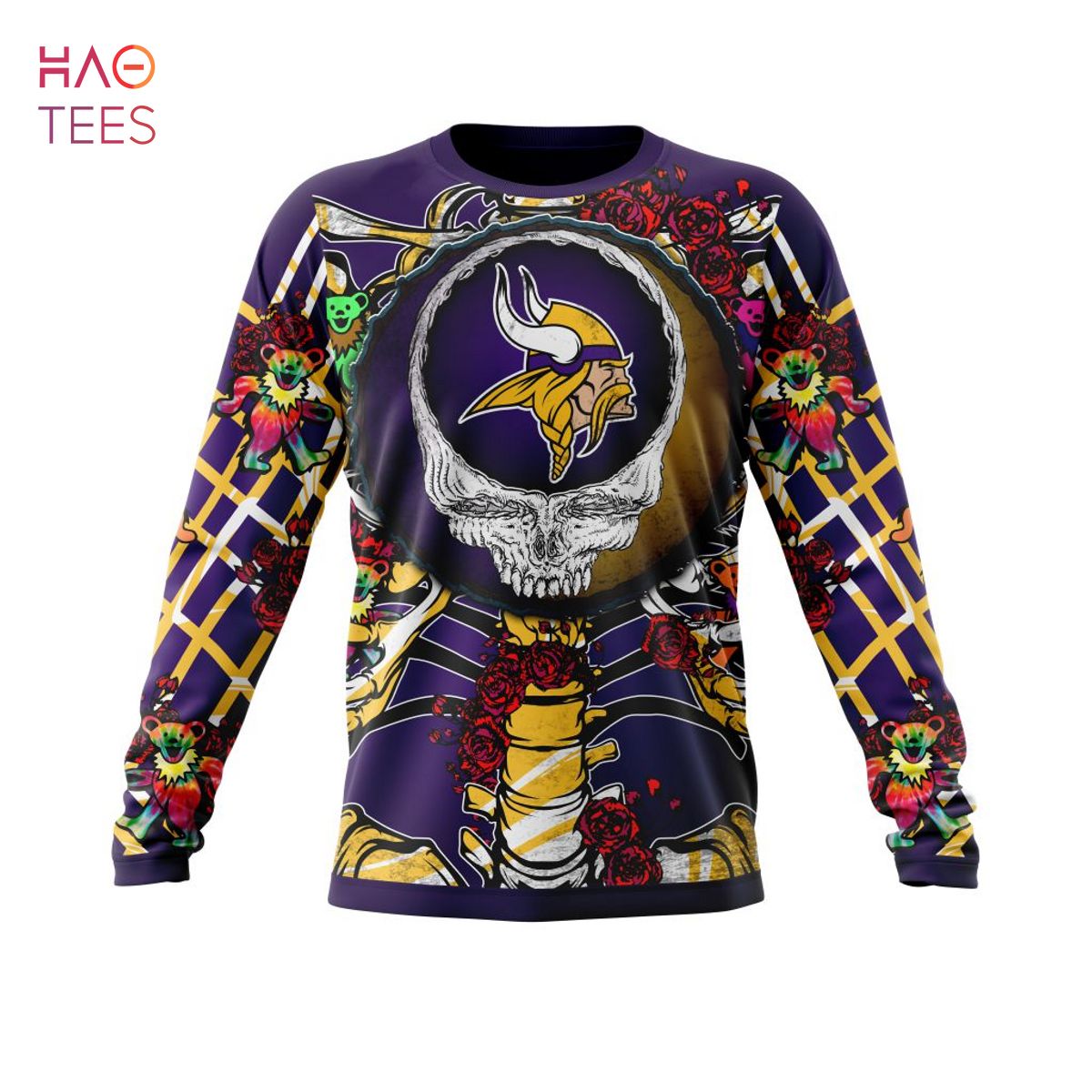 BEST NFL Minnesota Vikings Mix Grateful Dead, Personalized Name & Number Specialized Concepts Kits 3D Hoodie