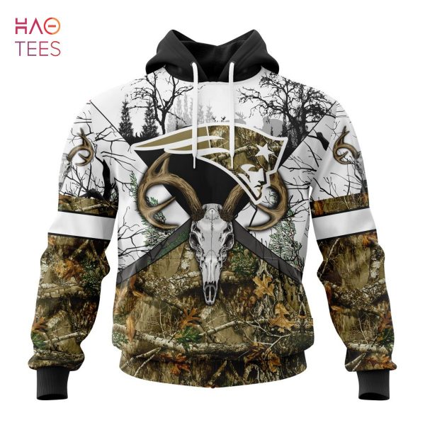BEST NFL New England Patriots, Specialized Specialized Design Wih Deer Skull And Forest Pattern For Go Hunting 3D Hoodie