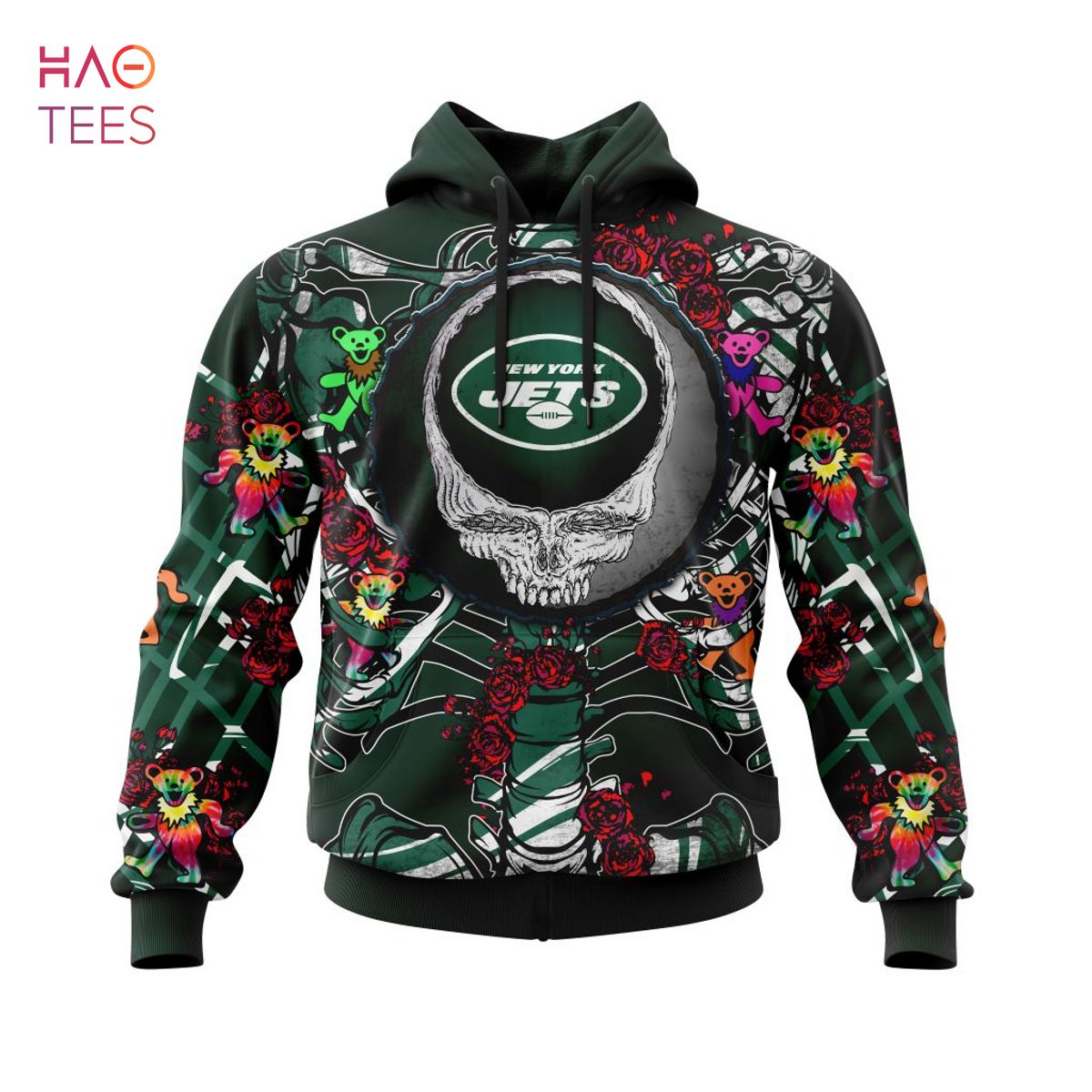 BEST NFL New York Jets Mix Grateful Dead, Personalized Name & Number Specialized Concepts Kits 3D Hoodie
