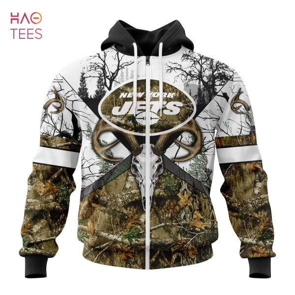 BEST NFL New York Jets, Specialized Specialized Design Wih Deer Skull And Forest Pattern For Go Hunting 3D Hoodie