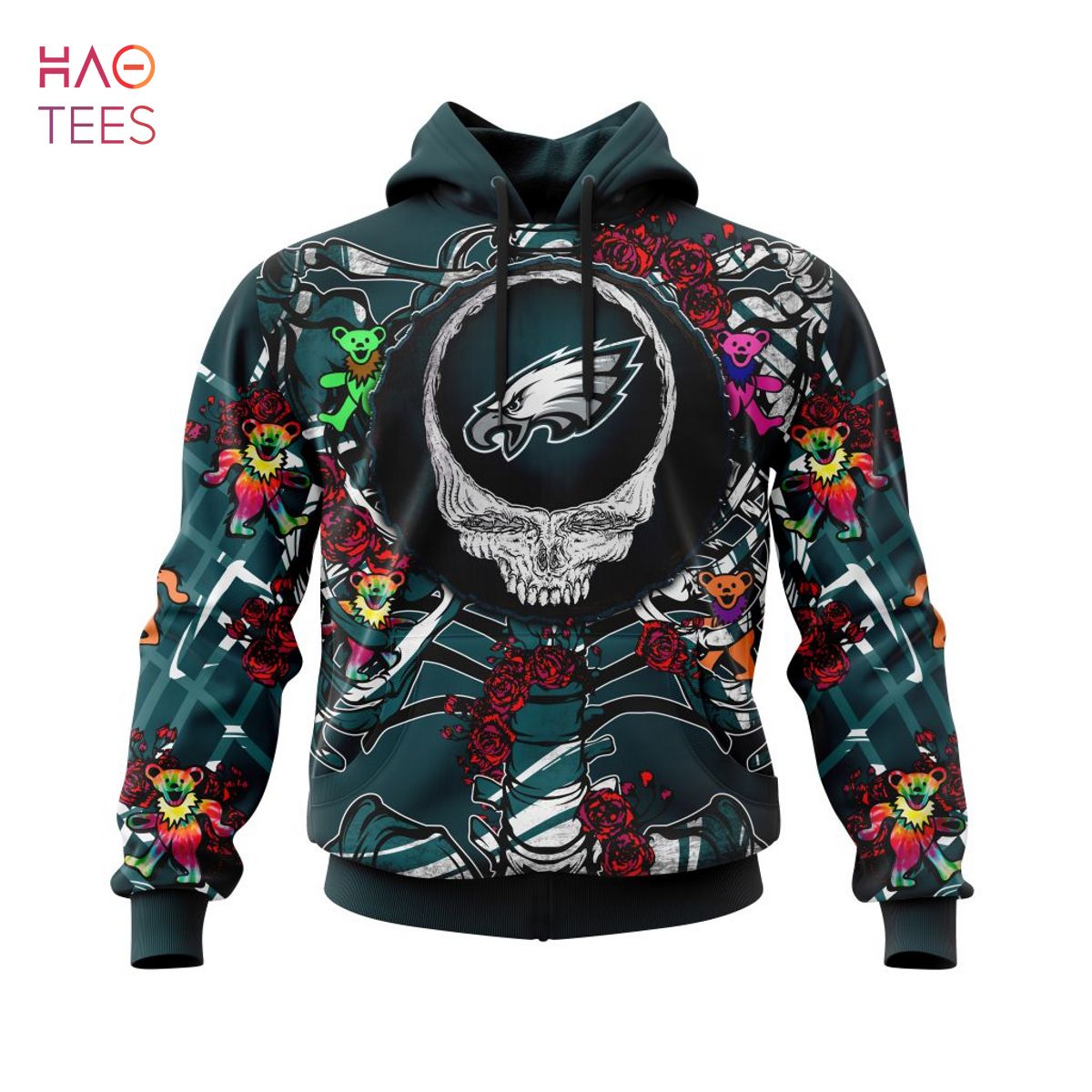 BEST NFL Philadelphia Eagles Mix Grateful Dead, Personalized Name & Number Specialized Concepts Kits 3D Hoodie