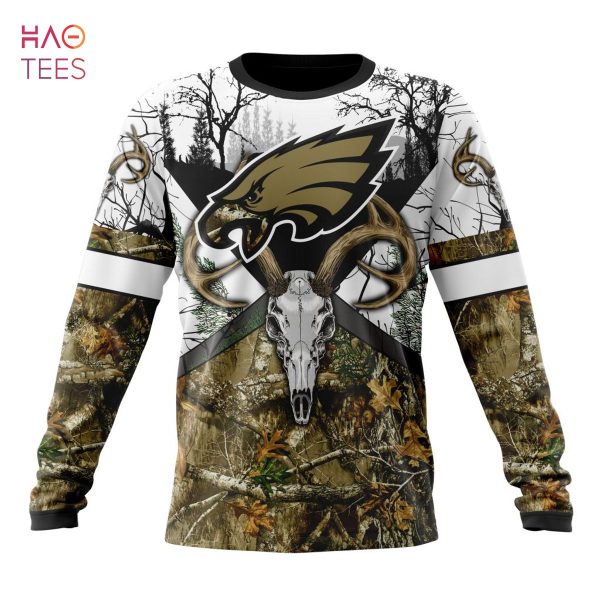 BEST NFL Philadelphia Eagles, Specialized Specialized Design Wih Deer Skull And Forest Pattern For Go Hunting 3D Hoodie