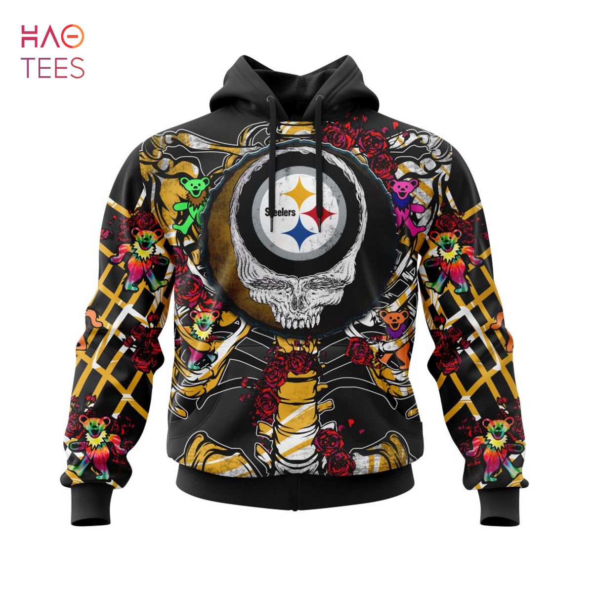 BEST NFL Pittsburgh Steelers Mix Grateful Dead, Personalized Name & Number Specialized Concepts Kits 3D Hoodie