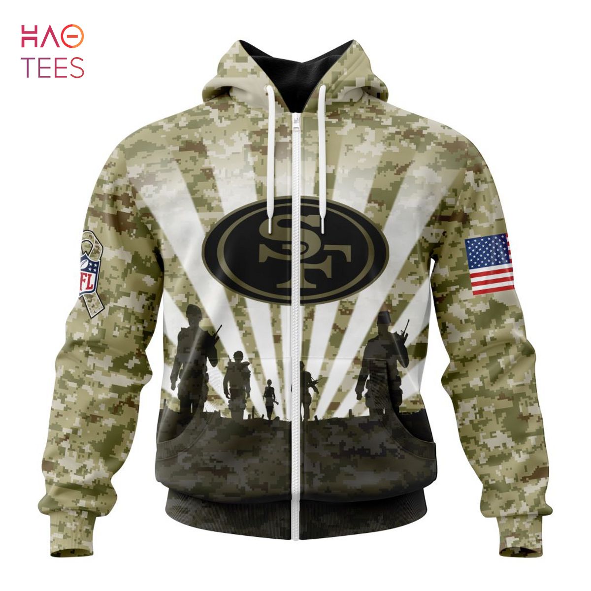 BEST NFL San Francisco 49ers Salute To Service - Honor Veterans And Their Families 3D Hoodie
