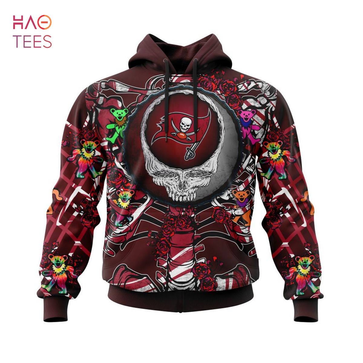 BEST NFL Tampa Bay Buccaneers Mix Grateful Dead, Personalized Name & Number Specialized Concepts Kits 3D Hoodie