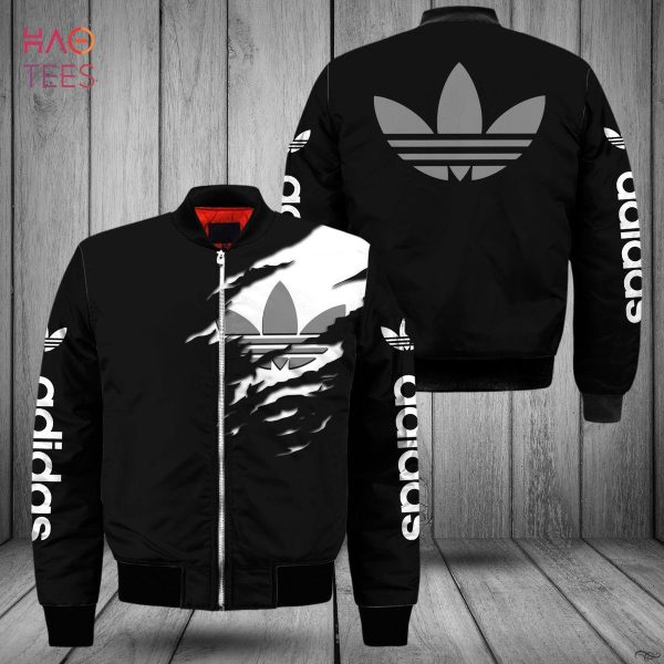 AVAILABLE Adidas Black Mix Grey Logo Luxury Brand Bomber Jacket Limited Edition